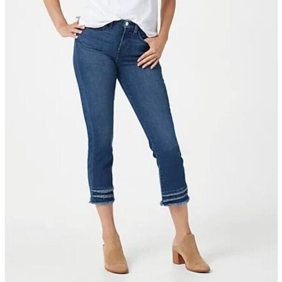 Jen7 by 7 for All Mankind - Ankle Straight with Layered Fray Hem Blue, 0 - Picture 1 of 1